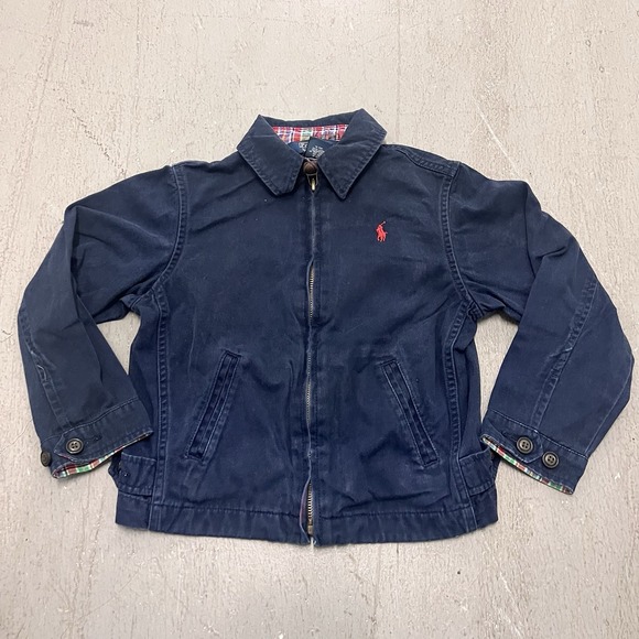 Polo Ralph Lauren Jacket Kid's S Navy Blue Full Zip Red Logo Outerwear Red Pony - Picture 1 of 6